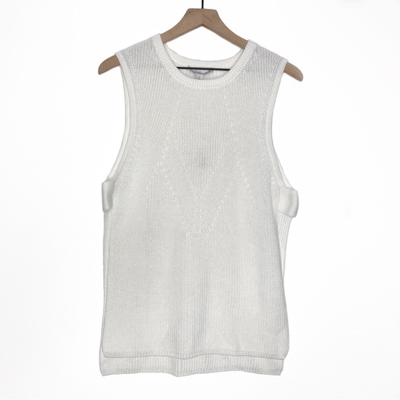 COTTON BY AUTUMN CASHMERE Shaker Stitch Apron Tee Vest NWT M - Picture 1 of 8